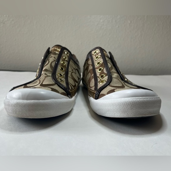 Coach Felix Women’s Slip On Sneakers Gold and Tan Size 10B - Picture 6 of 15